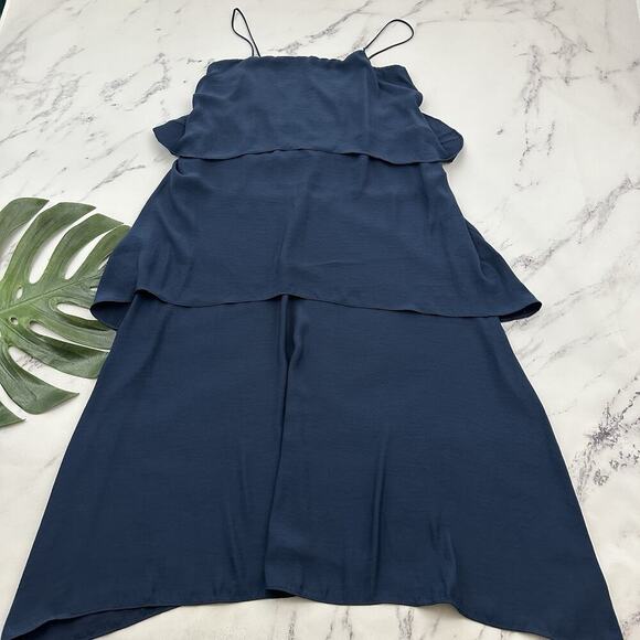 Banana Republic Womens Tiered Maxi Dress Size 12 New Navy Blue Flutter Layers - Picture 1 of 10